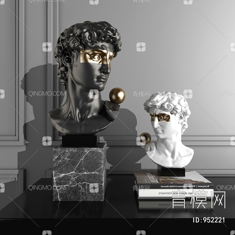 人物雕塑雕像，摆件3D模型下载【ID:952221】