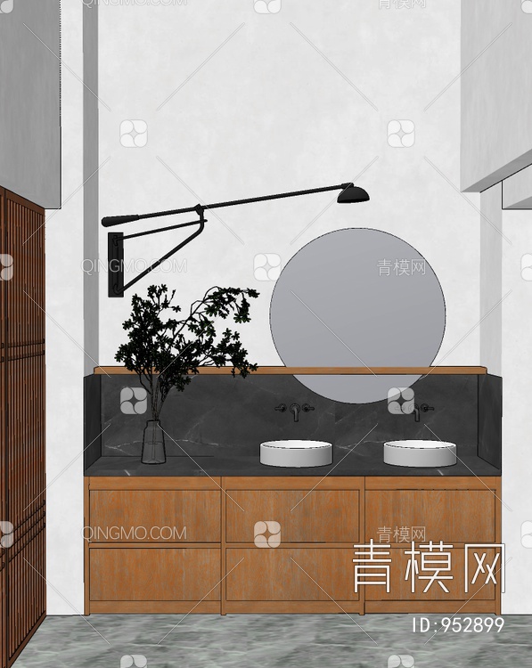 浴室柜组合SU模型下载【ID:952899】