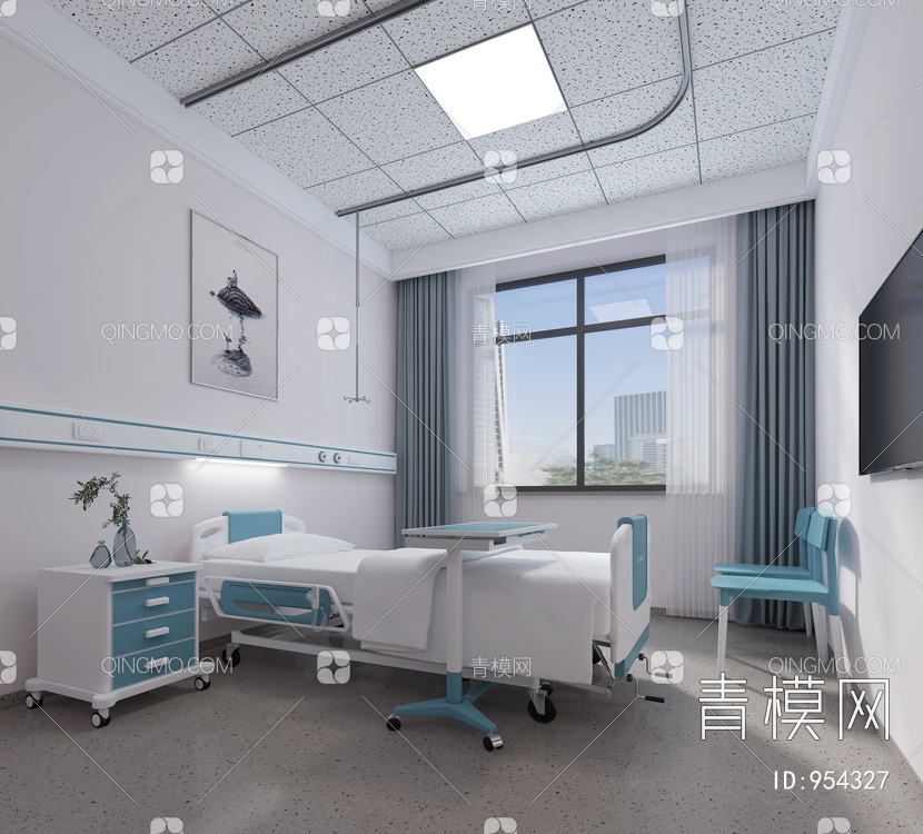 医院病房VIP单人病房3D模型下载【ID:954327】