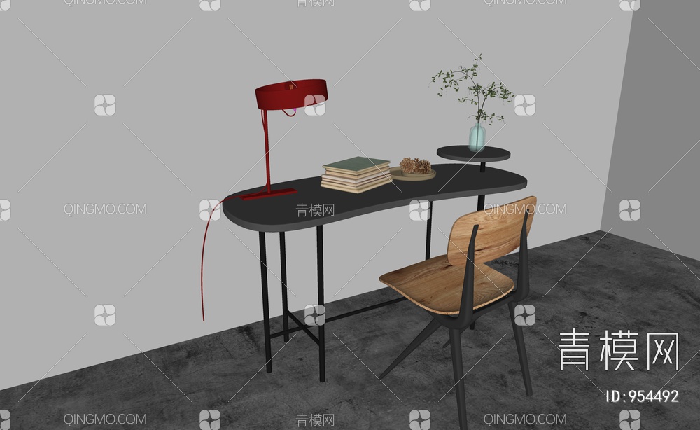 书桌椅组合SU模型下载【ID:954492】
