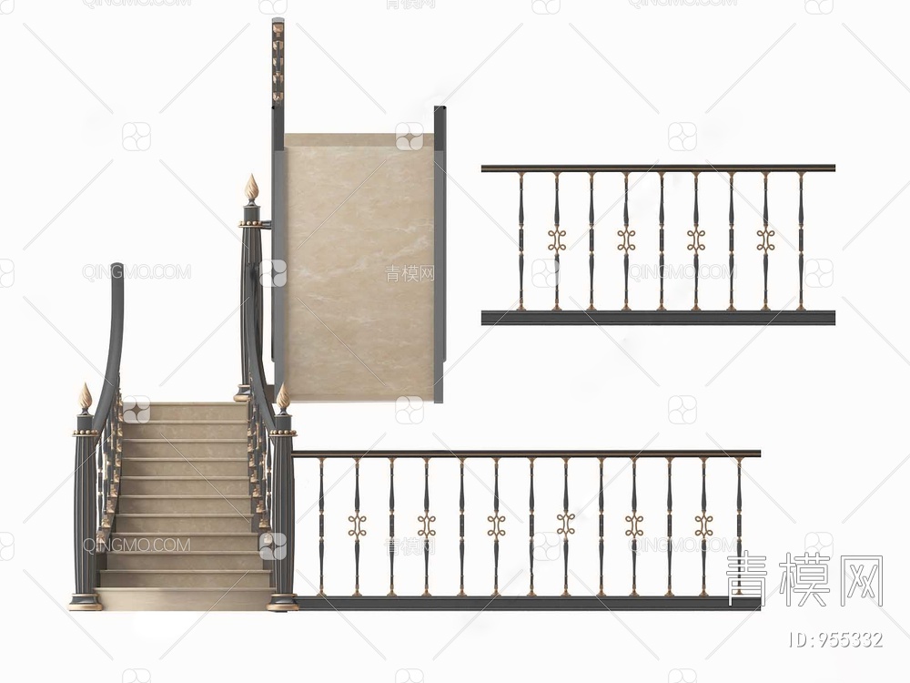扶手楼梯3D模型下载【ID:955332】