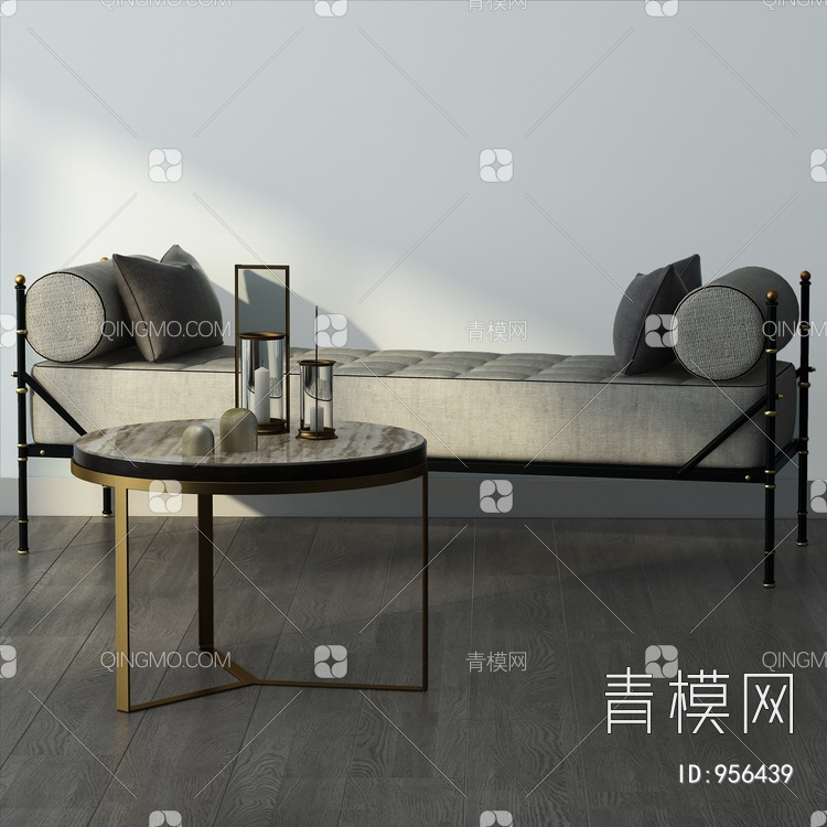 无靠背沙发躺椅小茶几3D模型下载【ID:956439】