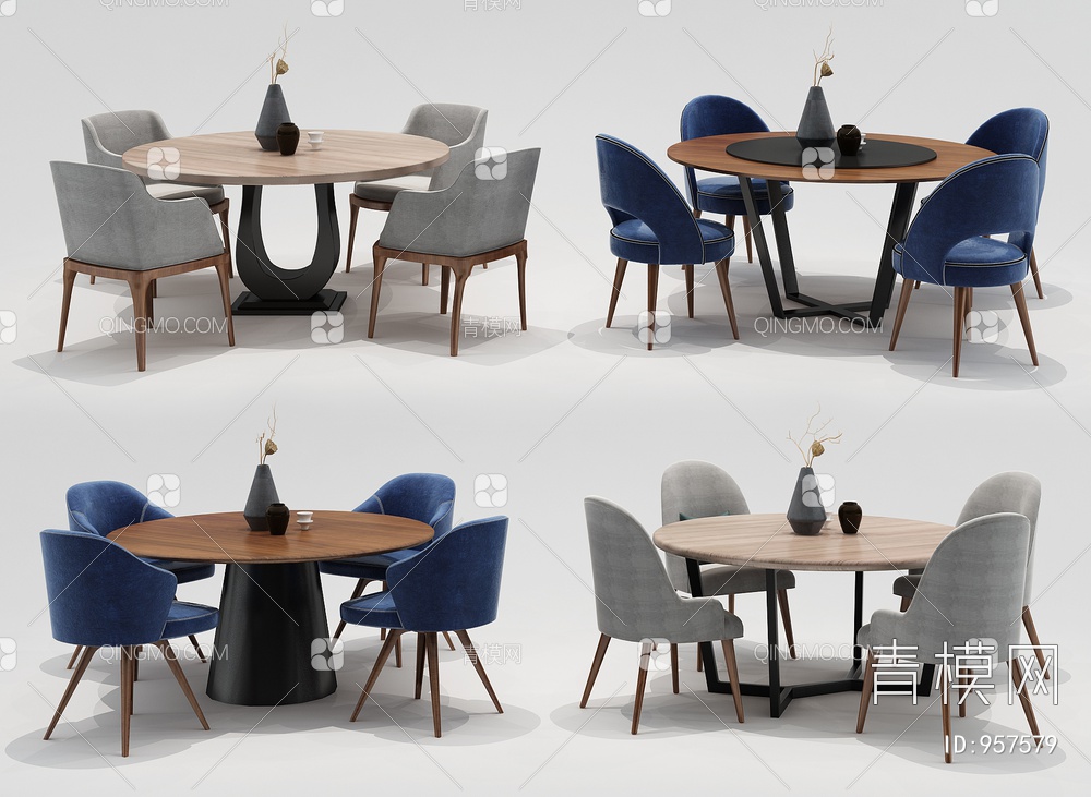 圆形餐桌3D模型下载【ID:957579】