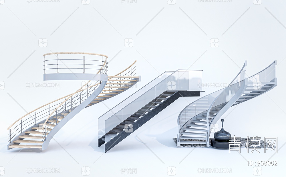 楼梯组合SU模型下载【ID:958002】