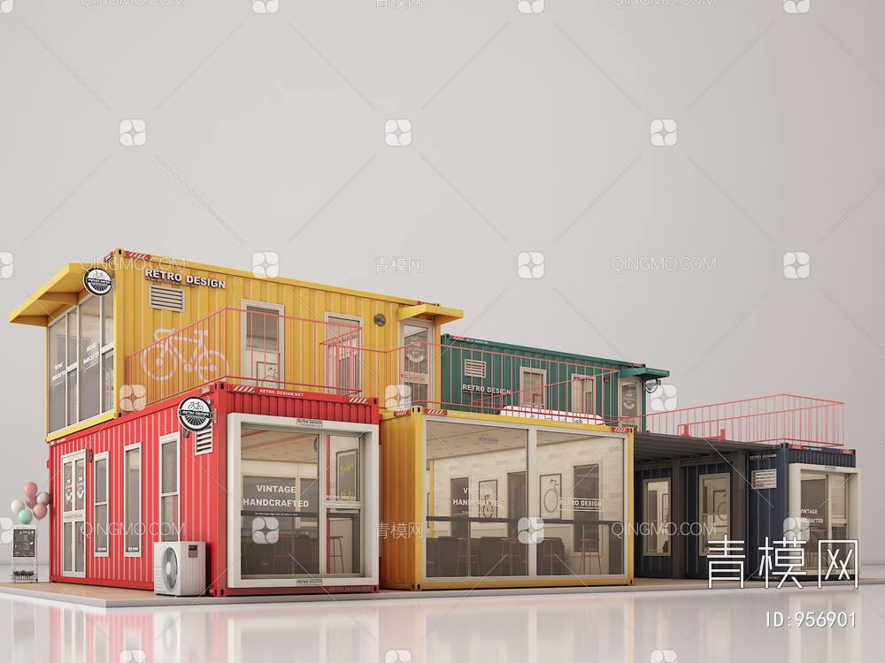 集装箱餐厅3D模型下载【ID:956901】