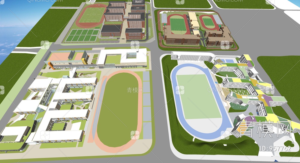 学校校园建筑SU模型下载【ID:957762】