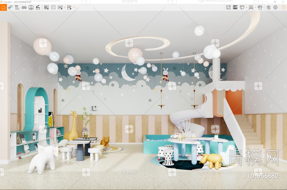 幼儿园娱乐区SU模型下载【ID:956880】