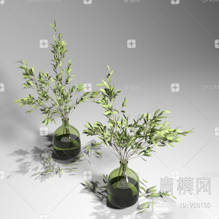 植物 插花 花瓶 摆件3D模型下载【ID:958155】