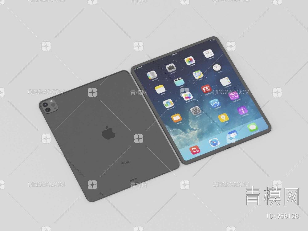 苹果iPad，平板电脑3D模型下载【ID:958128】