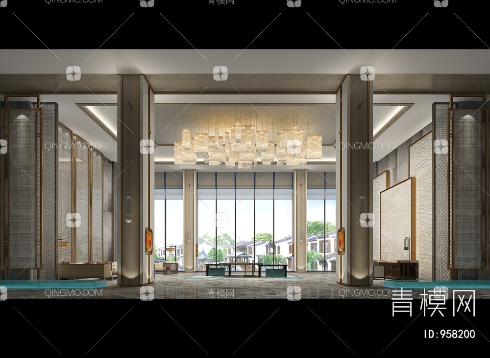 酒店大堂，大堂吧3D模型下载【ID:958200】