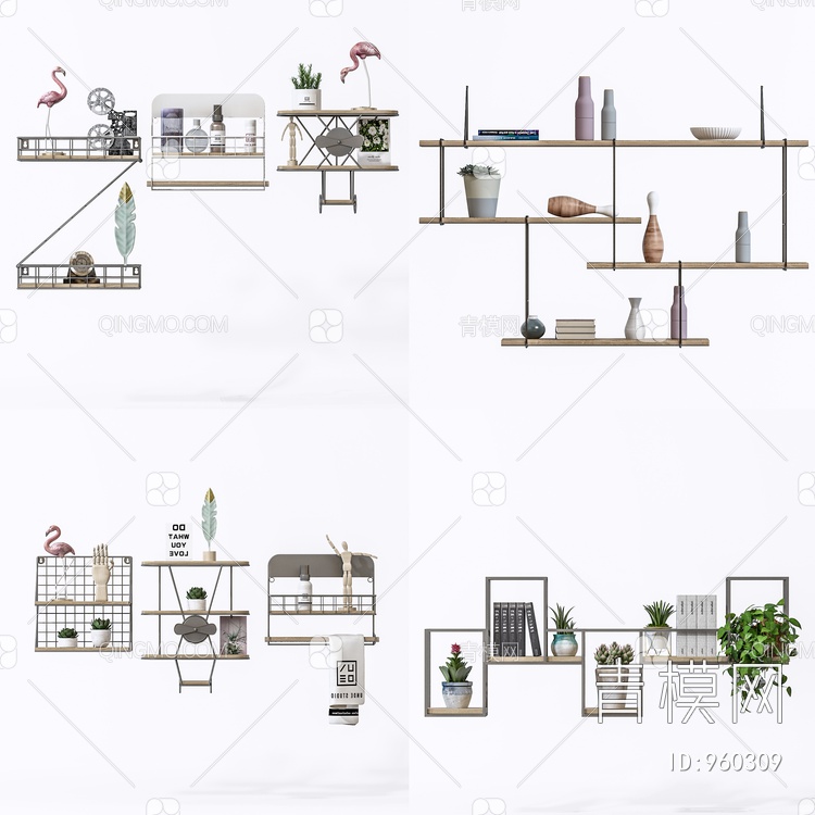 墙式装饰架3D模型下载【ID:960309】