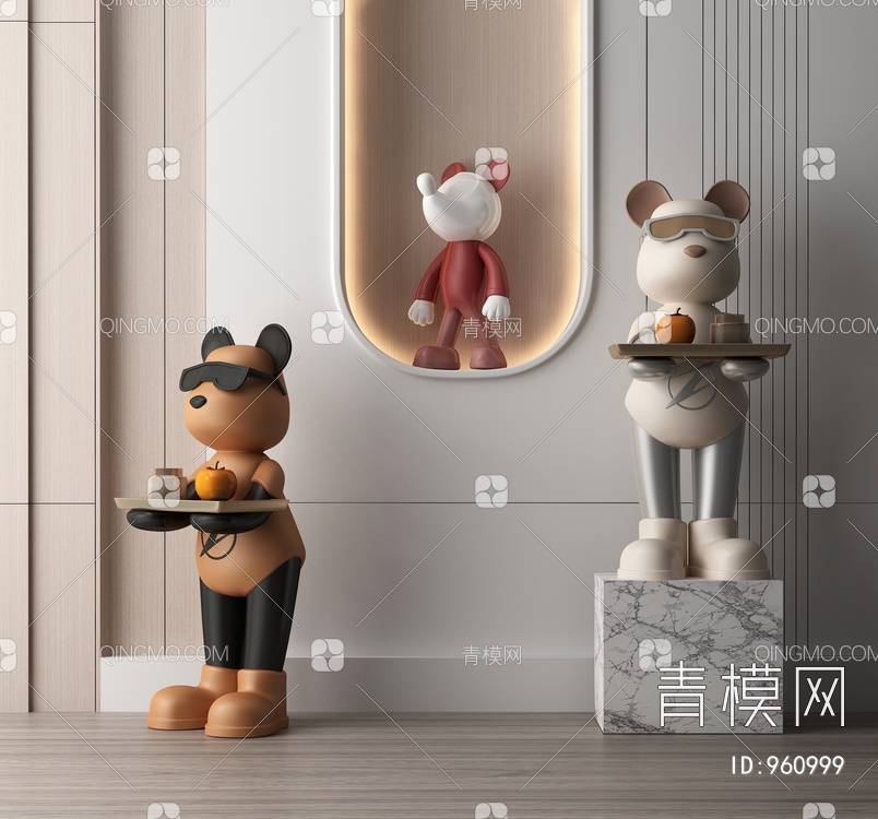 暴力熊雕塑3D模型下载【ID:960999】