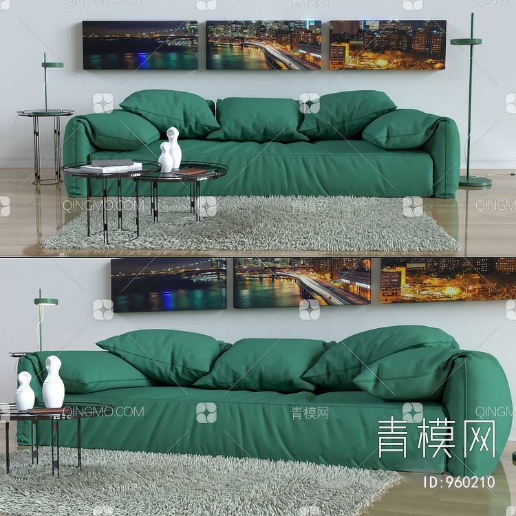 沙发茶几组合3D模型下载【ID:960210】