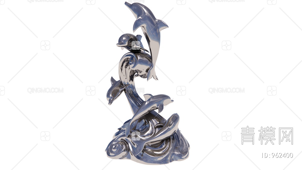海豚动物雕塑SU模型下载【ID:962400】