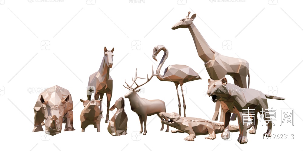 鹿，犀牛，鳄SU模型下载【ID:962313】