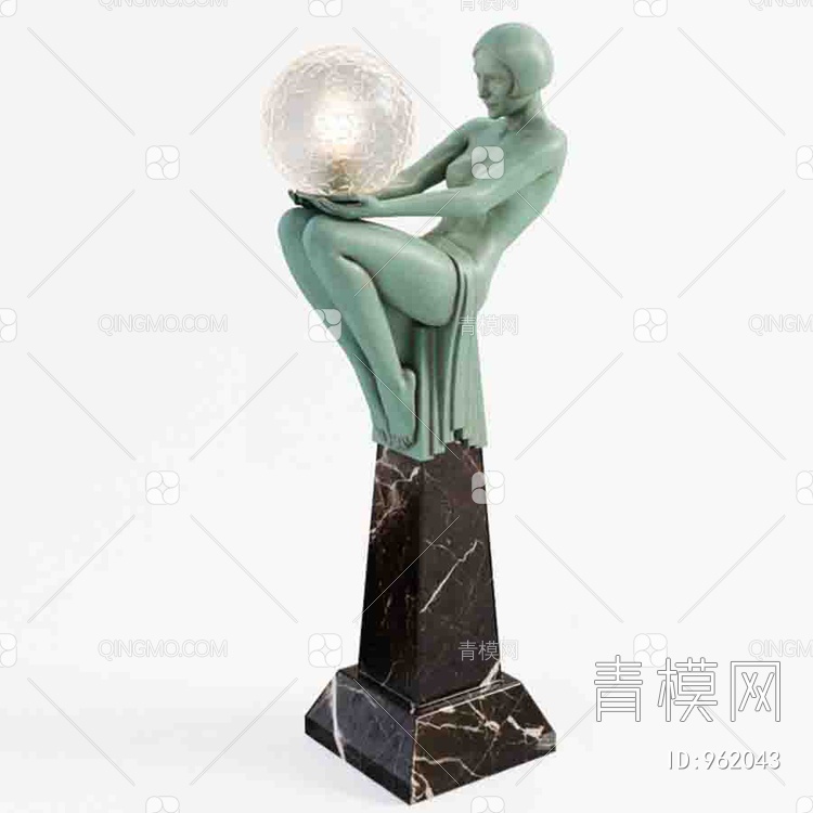 人物雕塑圆灯装饰灯3D模型下载【ID:962043】