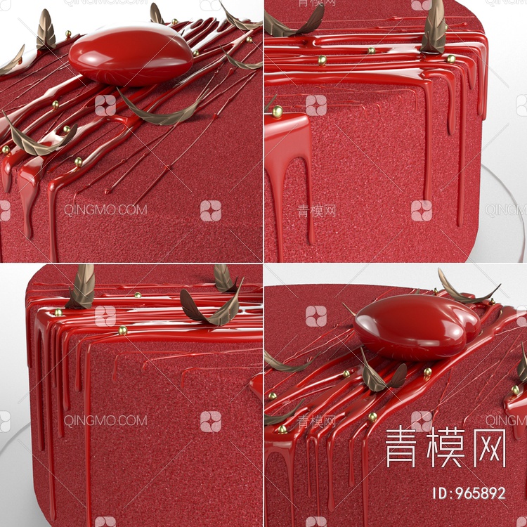 红色红心蛋糕3D模型下载【ID:965892】