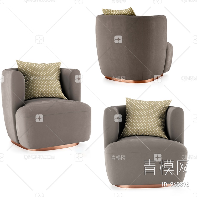 多肉休闲单人沙发 波点抱枕3D模型下载【ID:965898】