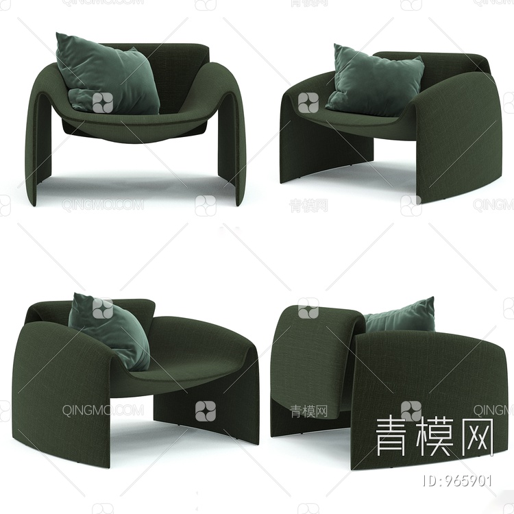 款版休闲绿单椅3D模型下载【ID:965901】