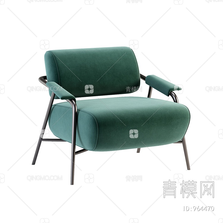 布艺铁杆休闲单椅3D模型下载【ID:964470】