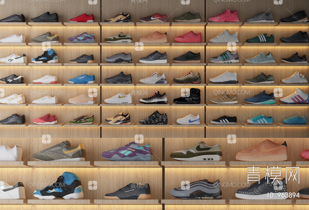 鞋店，运动鞋男鞋，女鞋3D模型下载【ID:963894】