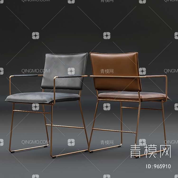 意大利休闲皮革单椅3D模型下载【ID:965910】