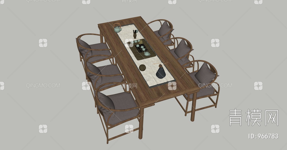 餐桌椅组合SU模型下载【ID:966783】