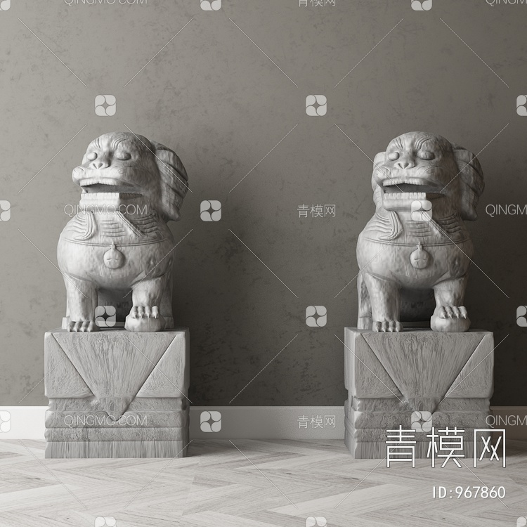狮子雕塑3D模型下载【ID:967860】