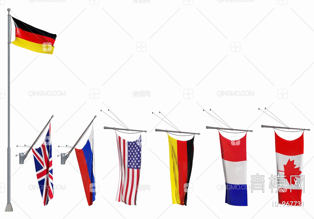 各国国旗3D模型下载【ID:967731】