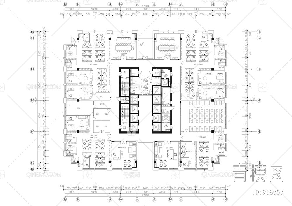 5A整层办公室平面布置图【ID:968853】