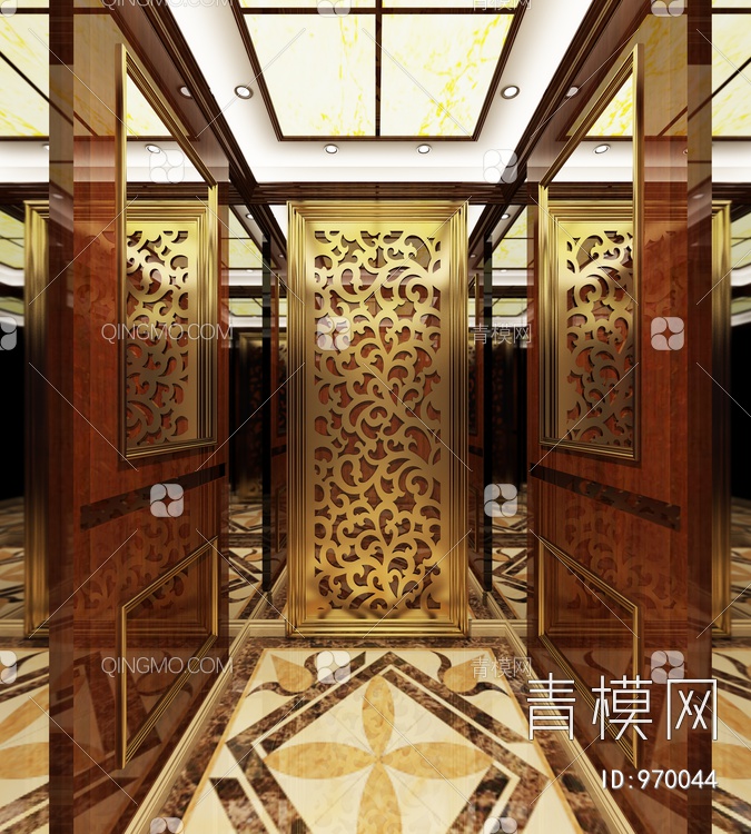 电梯 电梯间 灯 木纹3D模型下载【ID:970044】
