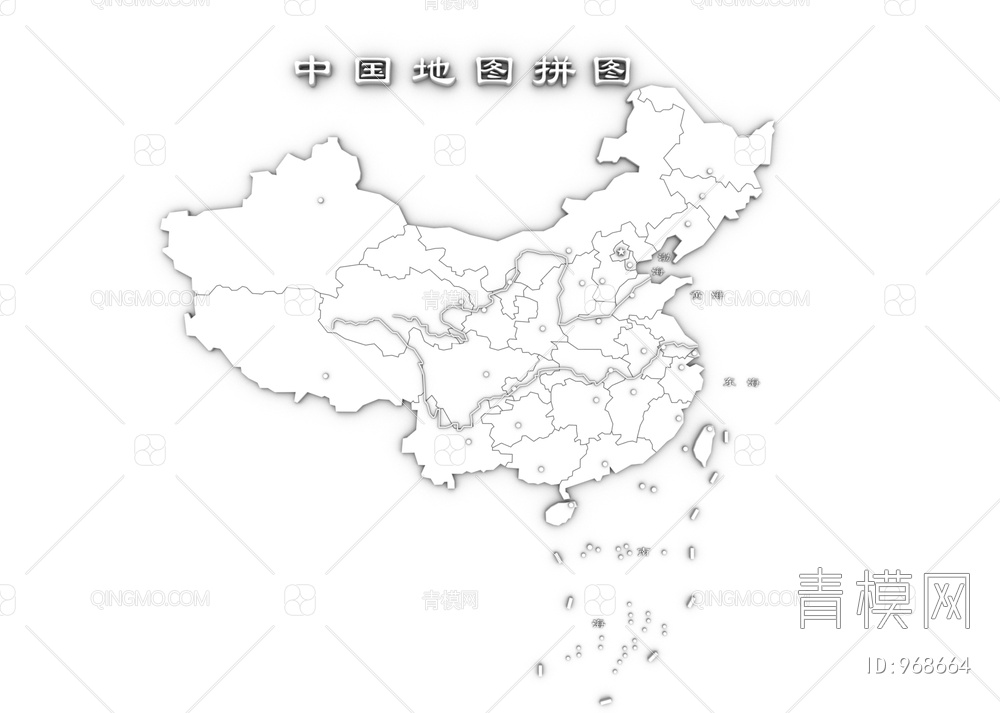 中国地图 墙饰 拼图3D模型下载【ID:968664】