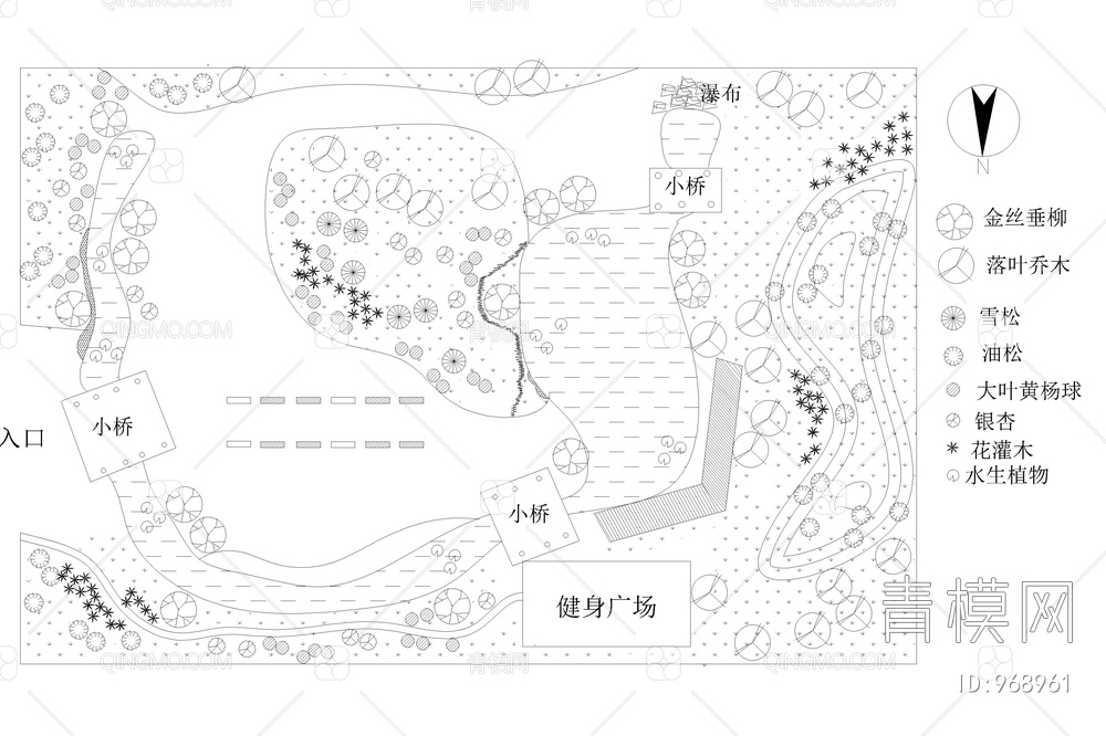 公园道路绿化平面图【ID:968961】