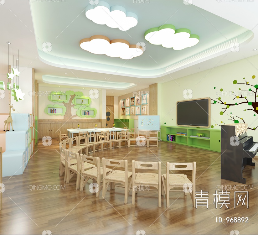 幼儿园教室休息室3D模型下载【ID:968892】