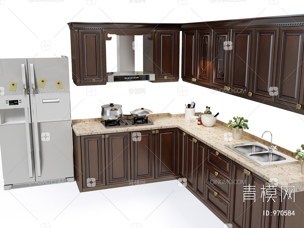 厨房橱柜 厨具3D模型下载【ID:970584】