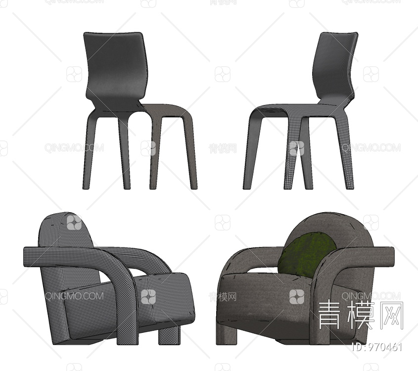 休闲单椅组合,SU模型下载【ID:970461】