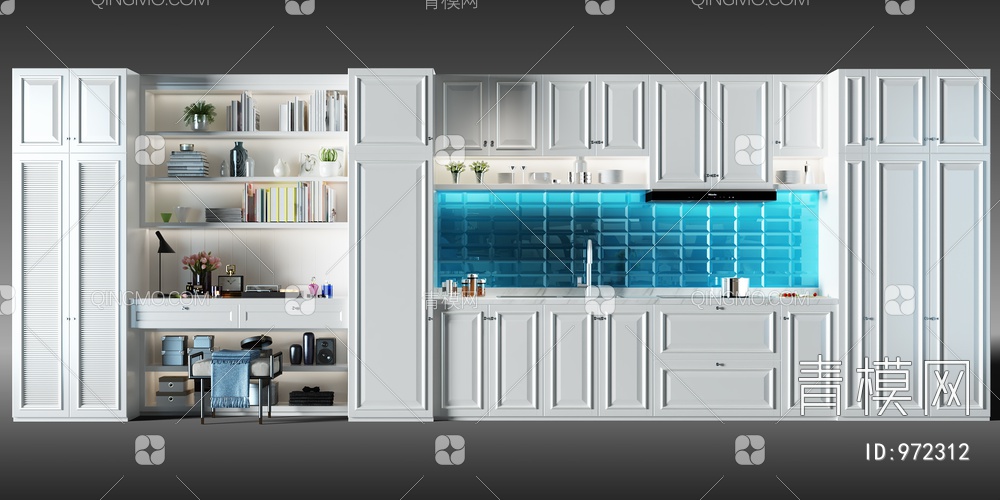 厨房橱柜 书柜3D模型下载【ID:972312】