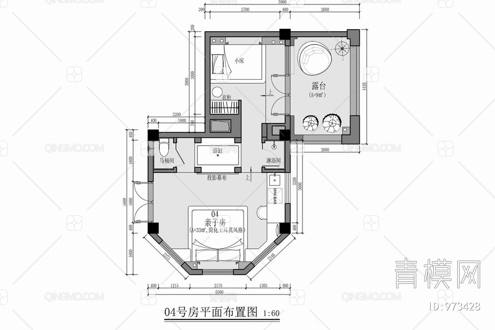 三套土耳其民宿客房CAD施工图+效果图 客栈 酒店【ID:973428】