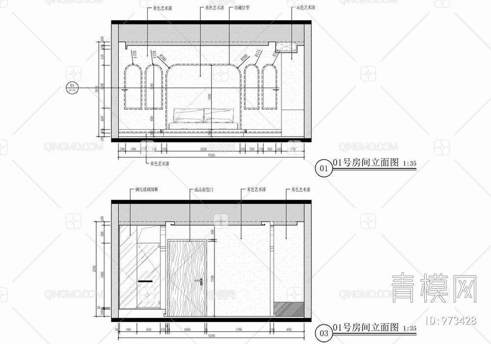 三套土耳其民宿客房CAD施工图+效果图 客栈 酒店【ID:973428】