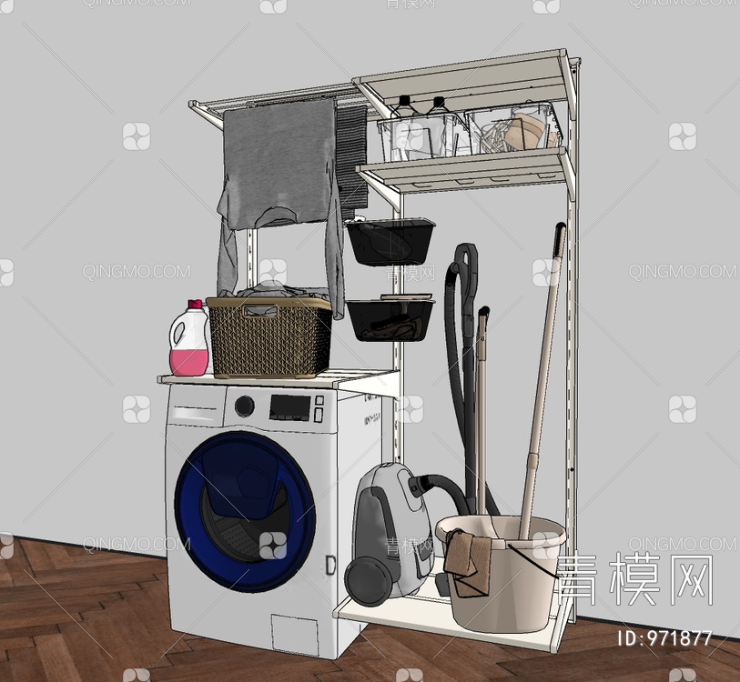 阳台洗衣机SU模型下载【ID:971877】