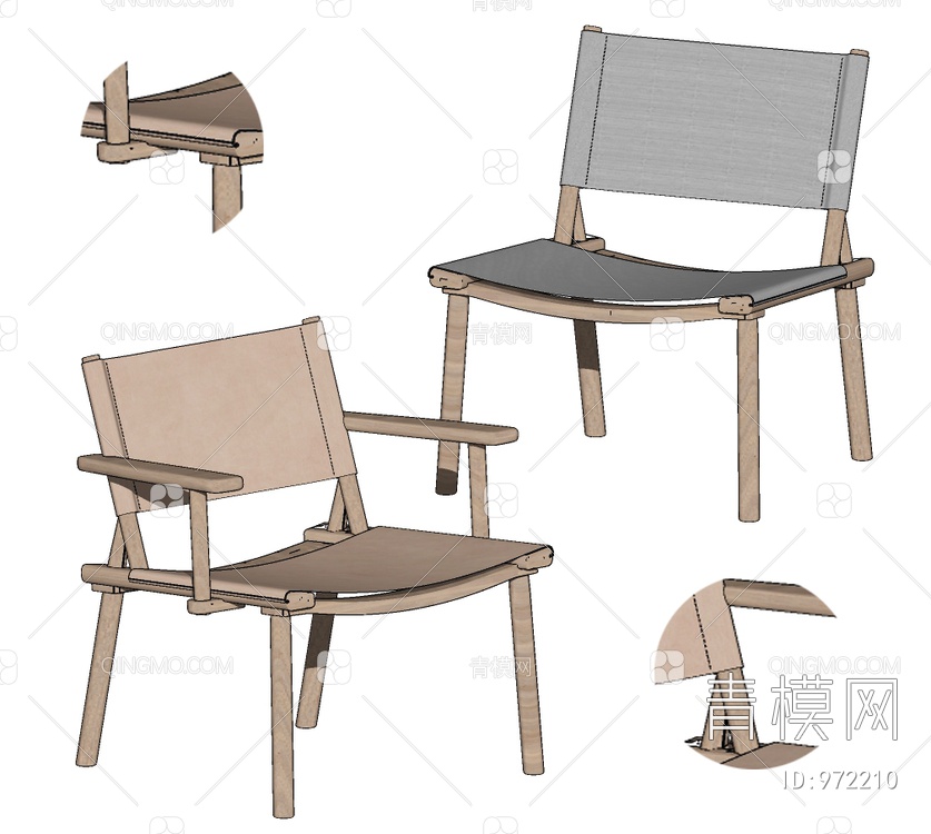 木制扶手椅SU模型下载【ID:972210】