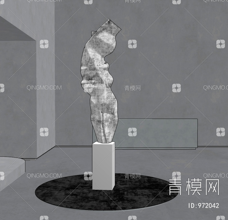 异形抽象雕塑摆件SU模型下载【ID:972042】