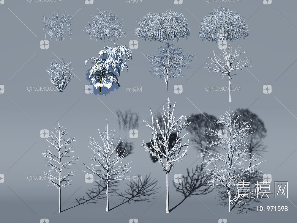 树，雪景冬季植物树3D模型下载【ID:971598】