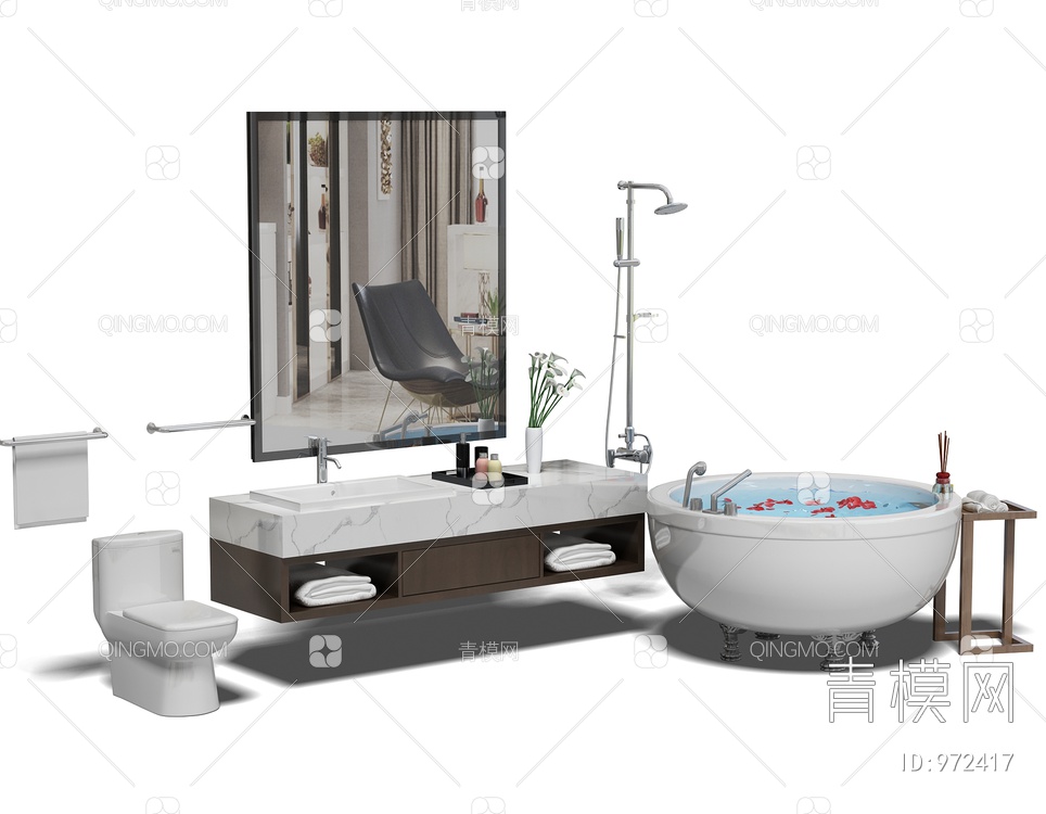 浴缸 圆形浴缸 台盆3D模型下载【ID:972417】