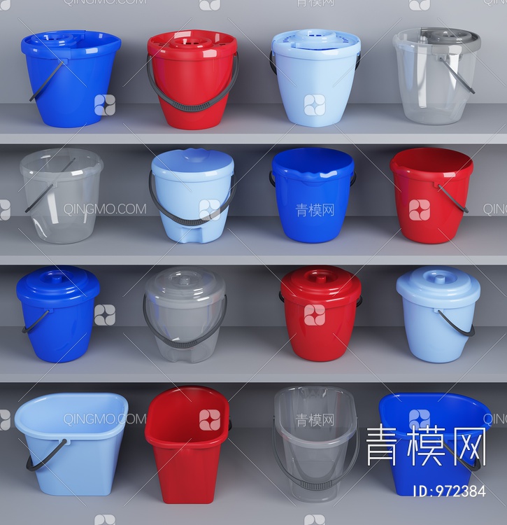 塑料水桶拖把桶组合3D模型下载【ID:972384】