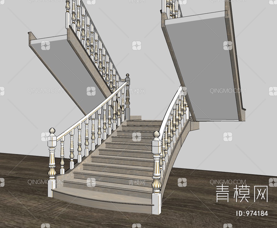 楼梯组合SU模型下载【ID:974184】