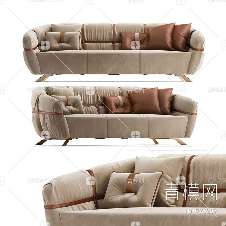 暖色多人沙发3D模型下载【ID:975207】