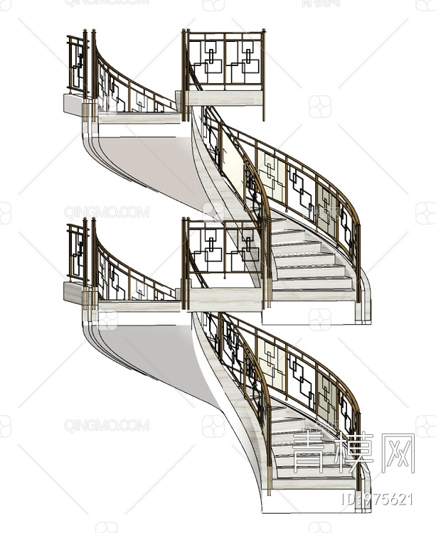 金属楼梯护栏SU模型下载【ID:975621】