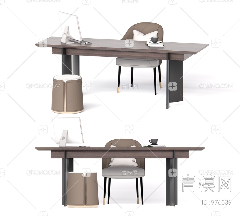 书桌椅组合SU模型下载【ID:976539】