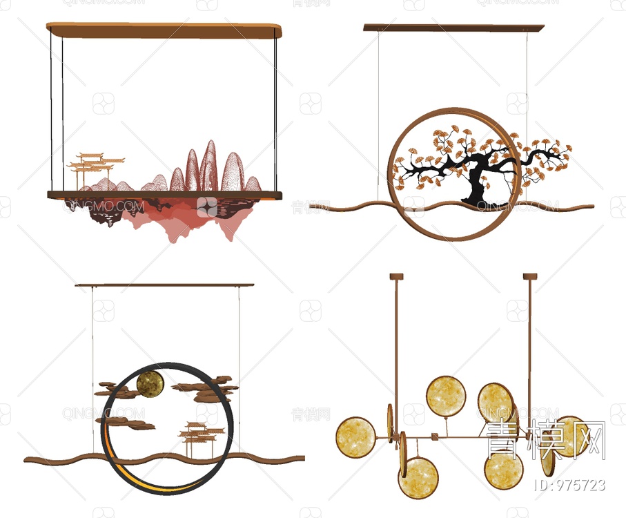 禅意装饰吊灯SU模型下载【ID:975723】